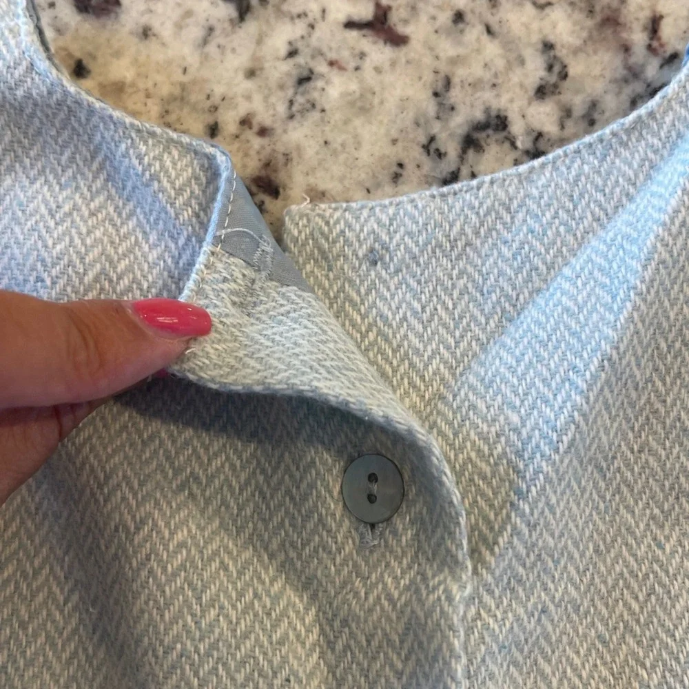 Petit Patapon Dress Kids 3T Blue Herringbone Wool Blend Classic Preppy Bow
